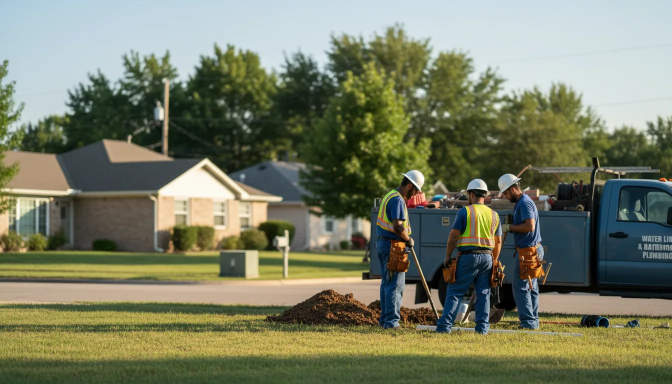 Residential water line and bathroom plumbing service in Follett, TX